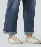 Plus Size Halara Flex™ Jean slim décontracté taille haute ourlet roulotté avec poches