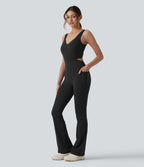 Combinaison d'entraînement Halara UltraSculpt™ gainante évasée avec coussinets fixes et poches - Édition Easy Peasy