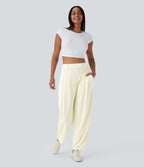 Pantalon de travail Halara Flex™ barrel côtelé, taille haute, avec poches