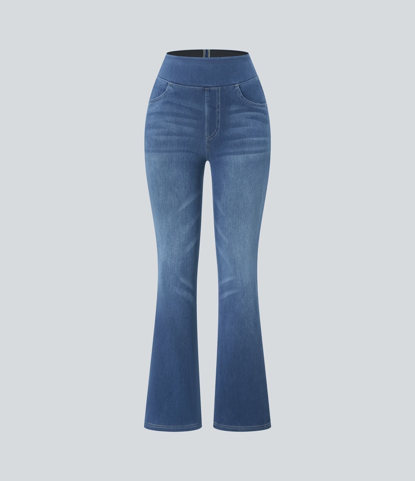 Halara Flex™ Jean bootcut décontracté extensible délavé taille haute à poches multiples