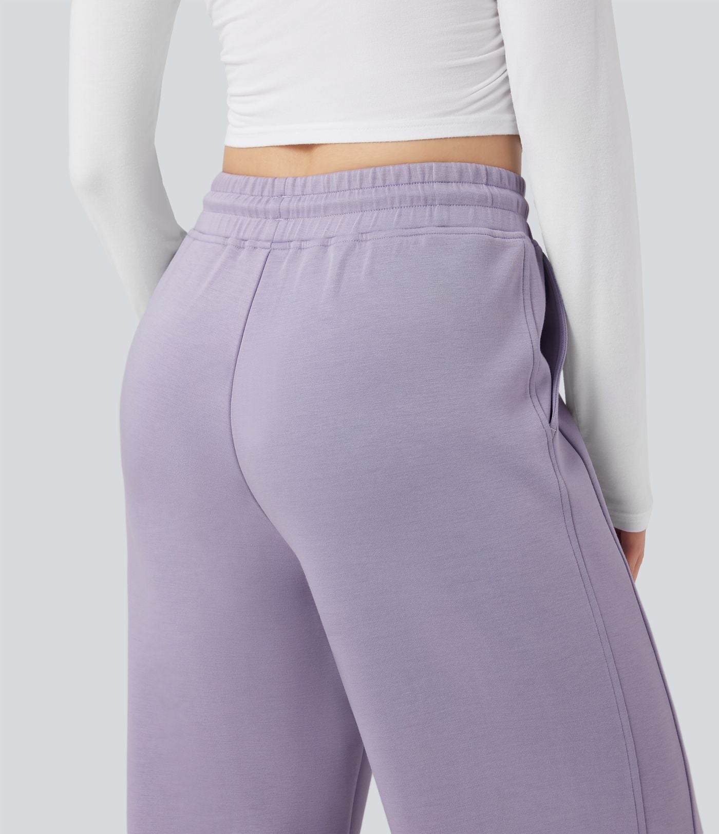 Pantalon décontracté taille haute avec cordon de serrage et poches