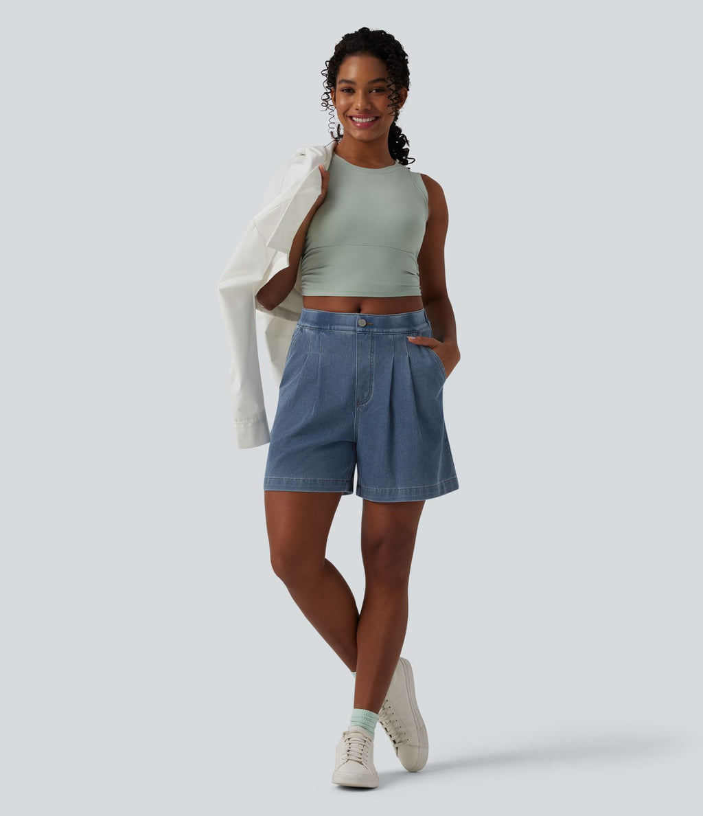 Bermuda en jean Halara Flex™ casual taille mi-haute avec poches