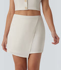 Jupe mini casual 2-en-1 taille mi-haute mélange lin