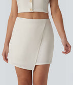 Jupe mini casual 2-en-1 taille mi-haute mélange lin