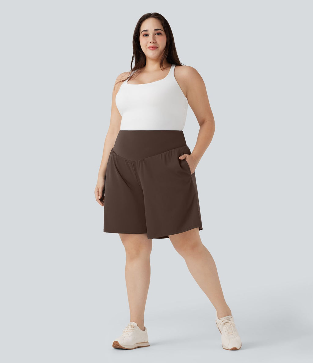 Bermuda de yoga grande taille SoftlyZero™ Airy taille haute effet frais InstantCool avec poches