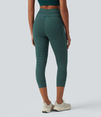 Legging corsaire de yoga taille haute à rayures avec cordon de serrage et poches
