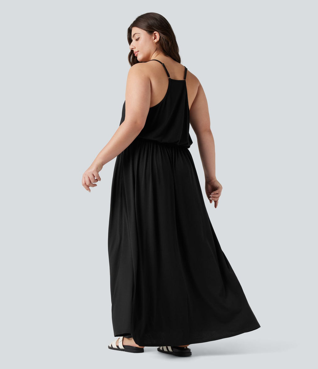 Robe longue fluide grande taille avec poches