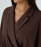 Chemise de travail à col cranté, coupe croisée et manches longues