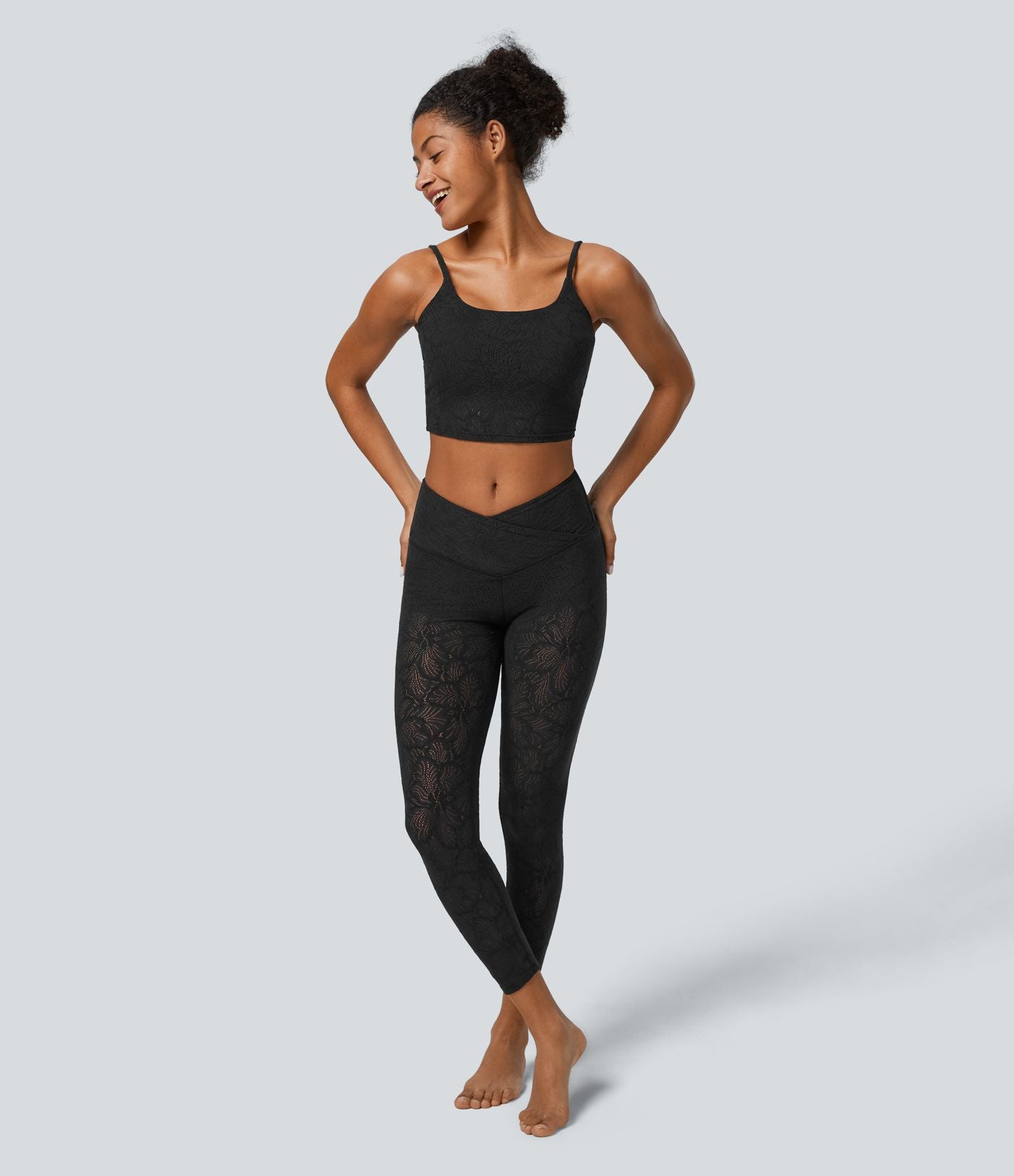 Soutien-Gorge Sport Yoga Cropped à Dentelle Soutien Léger