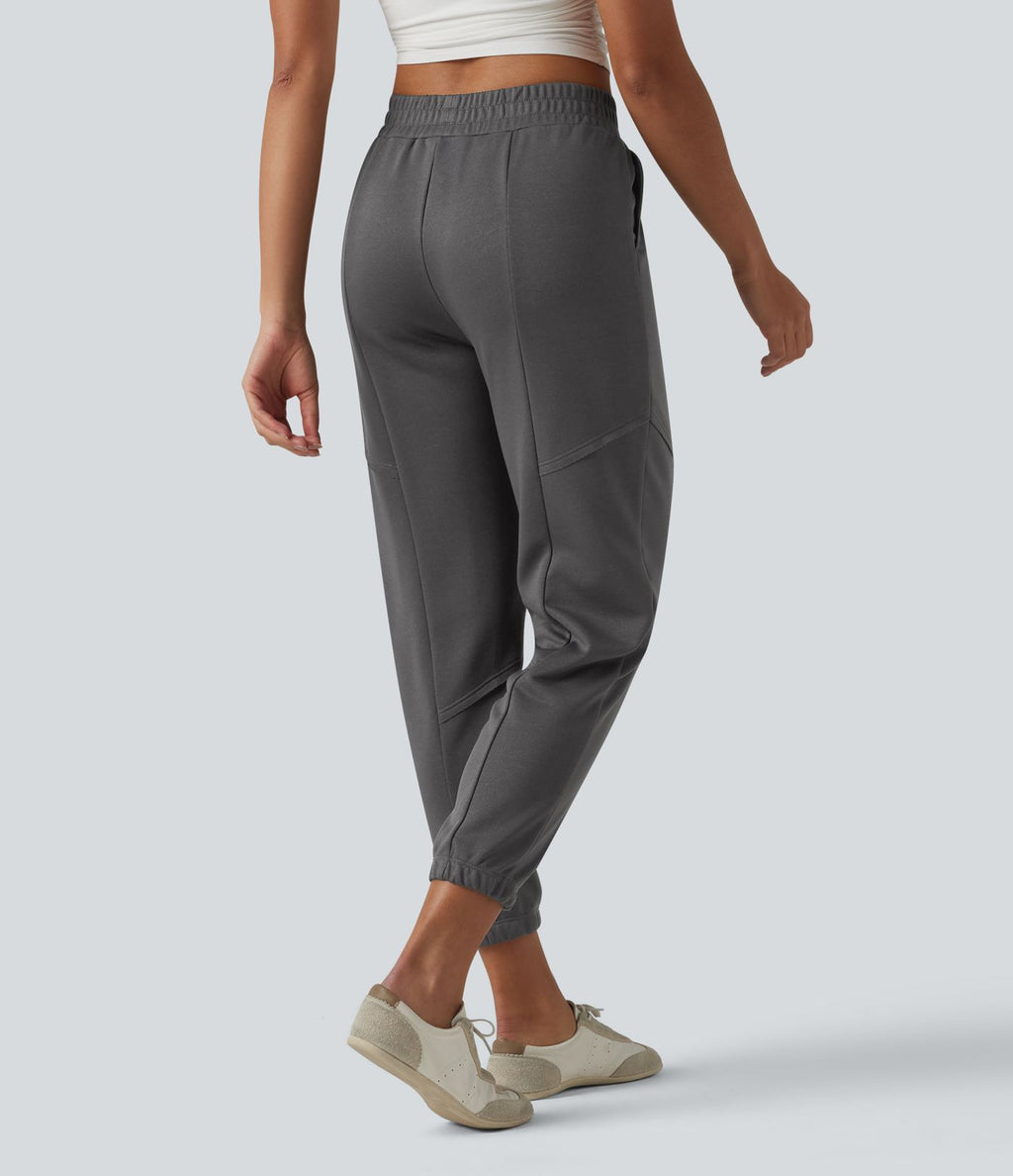 Jogging casual fuselé taille mi-haute avec poches