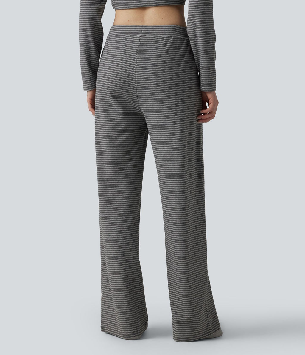 Pantalon de détente large rayé taille haute