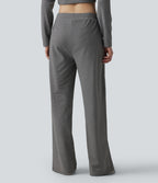 Pantalon de détente large rayé taille haute