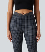 Legging yoga flare Halara UltraSculpt™ taille haute en V à motif tartan avec dentelle contrastée et poches