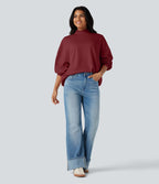 Sweatshirt casual col montant coupe décontractée avec poches