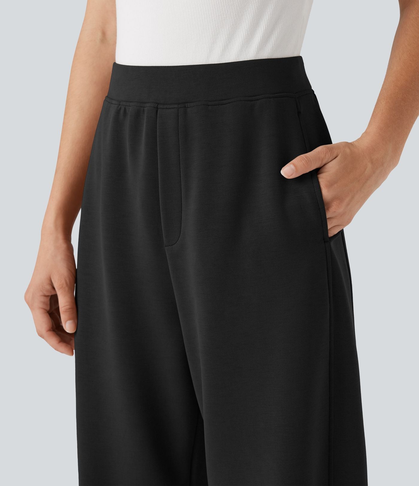 Pantalon décontracté SpacerTek™ taille haute, coupe relax large 7/8, avec poches