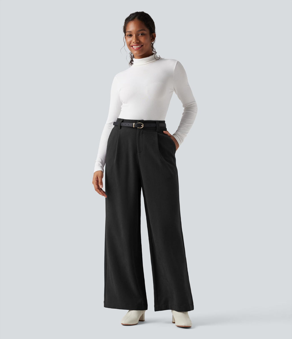 Pantalon tailleur baggy taille haute avec poches