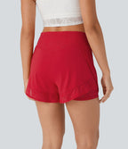 Short de yoga 2-en-1 SoftlyZero™ Airy à taille haute avec poche latérale, dentelle contrastante et effet frais InstantCool, protection solaire UPF50+