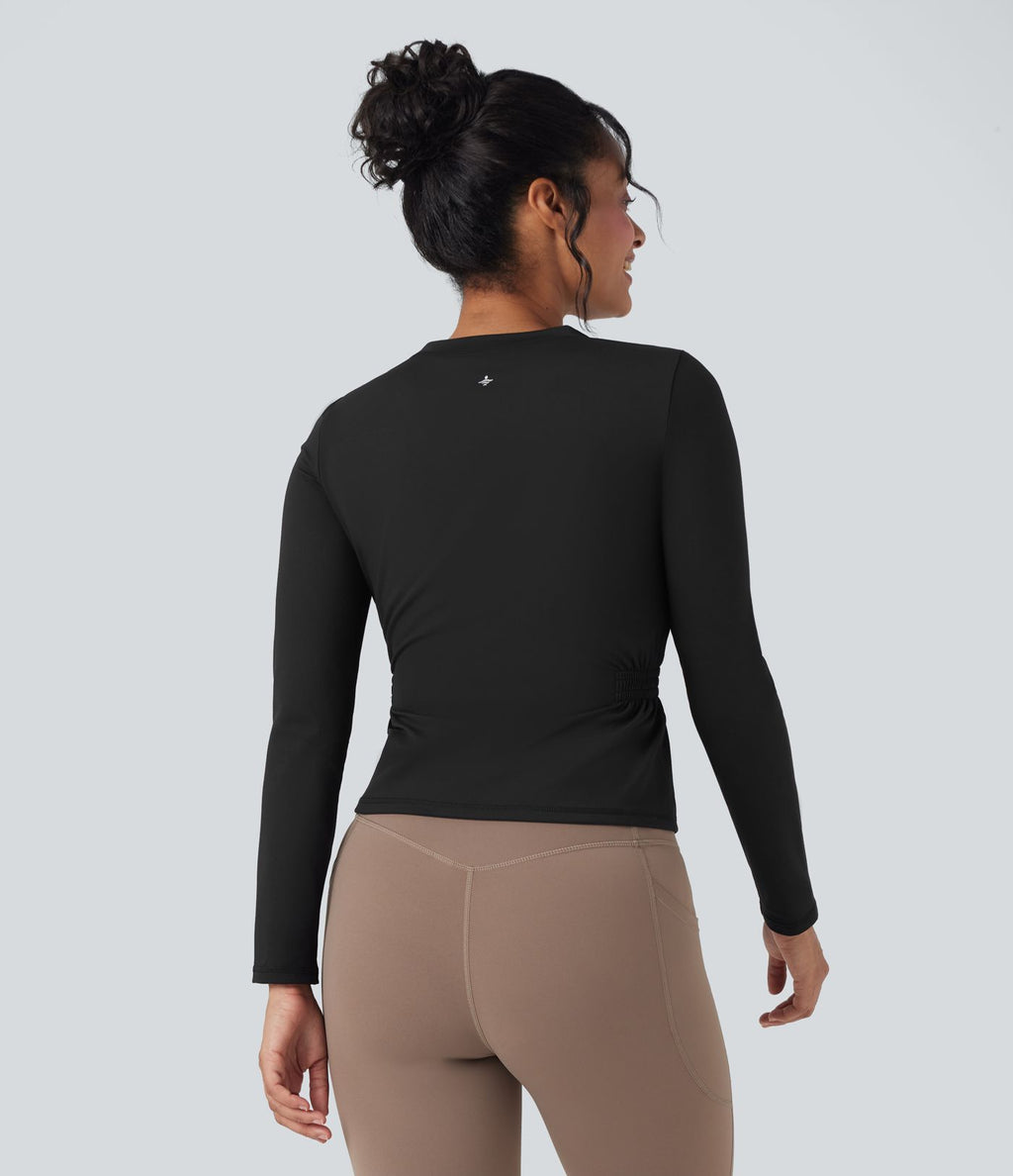 Haut de sport yoga SoftlyZero™ Plush manches longues froncé