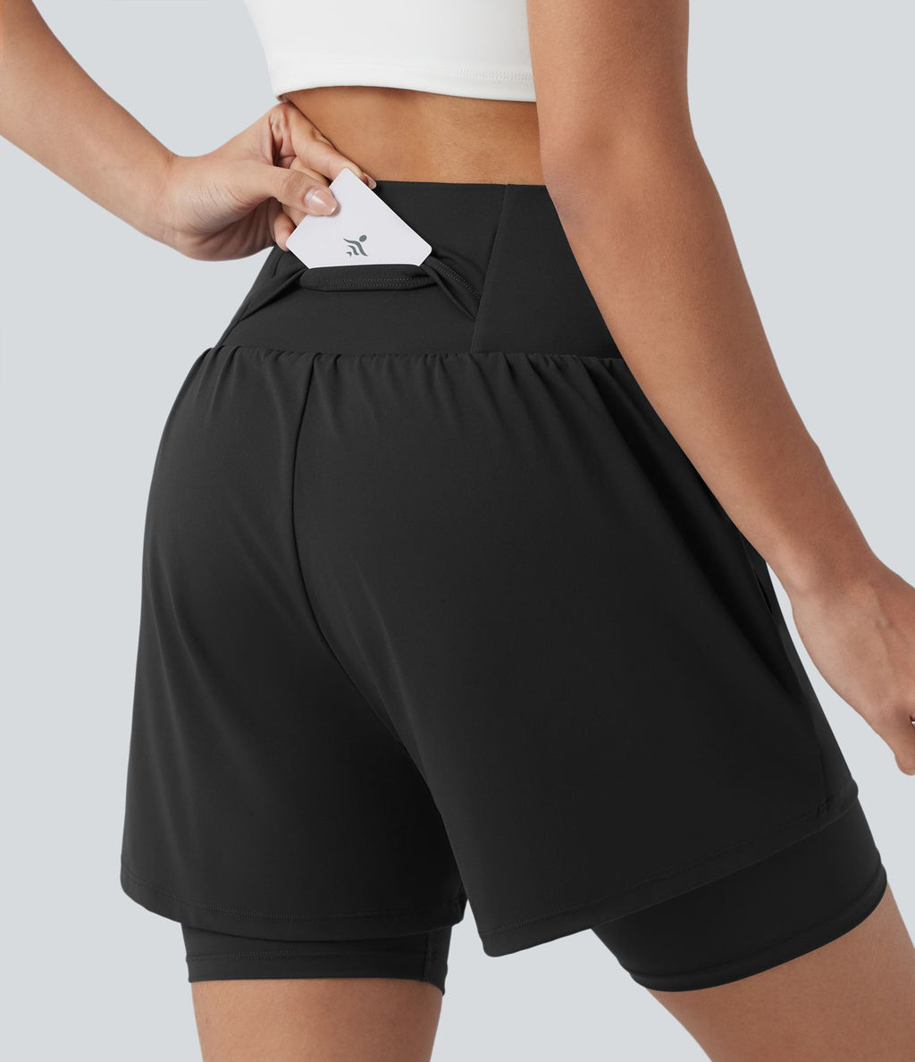 Short de yoga SoftlyZero™ Airy 2-en-1 taille ultra-haute effet frais InstantCool 17,5 cm avec poches