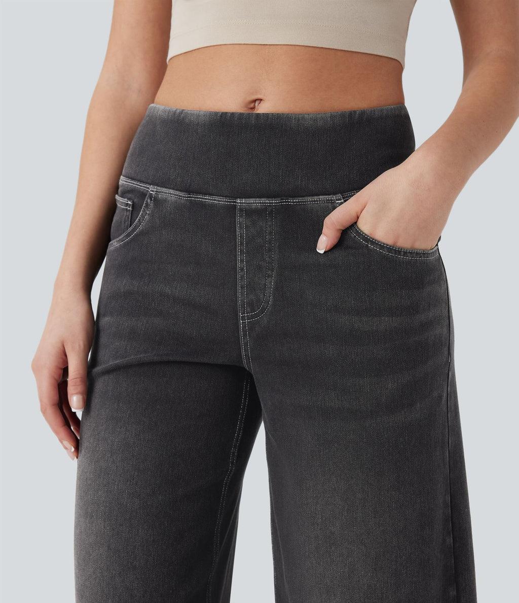 Jean décontracté ample gainant taille mi-haute avec poches Halara Flex™