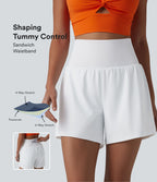 Short de yoga 2 en 1 taille haute à œillets avec effet ventre plat et poches 12,5 cm