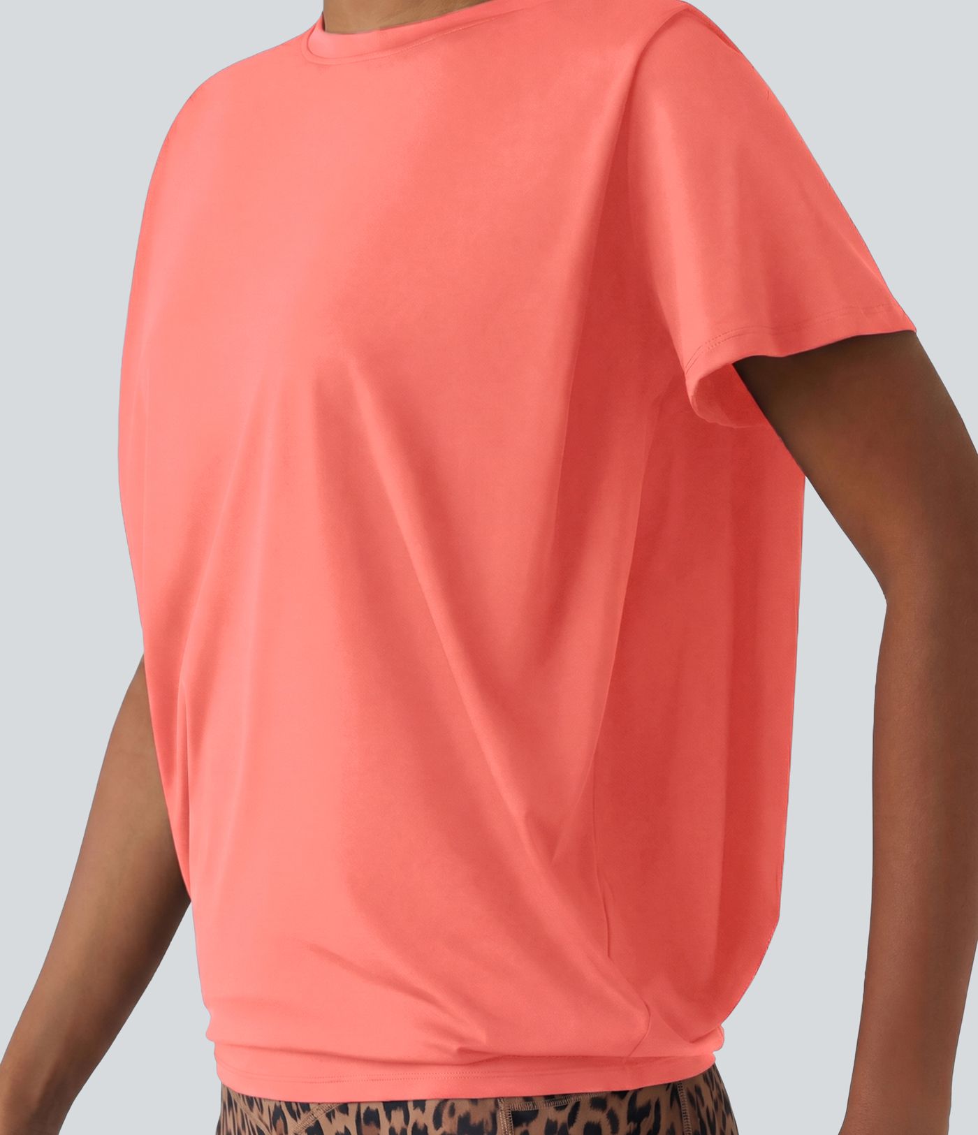 Haut de sport col rond manches courtes effet frais InstantCool avec fronces, protection solaire UPF50+