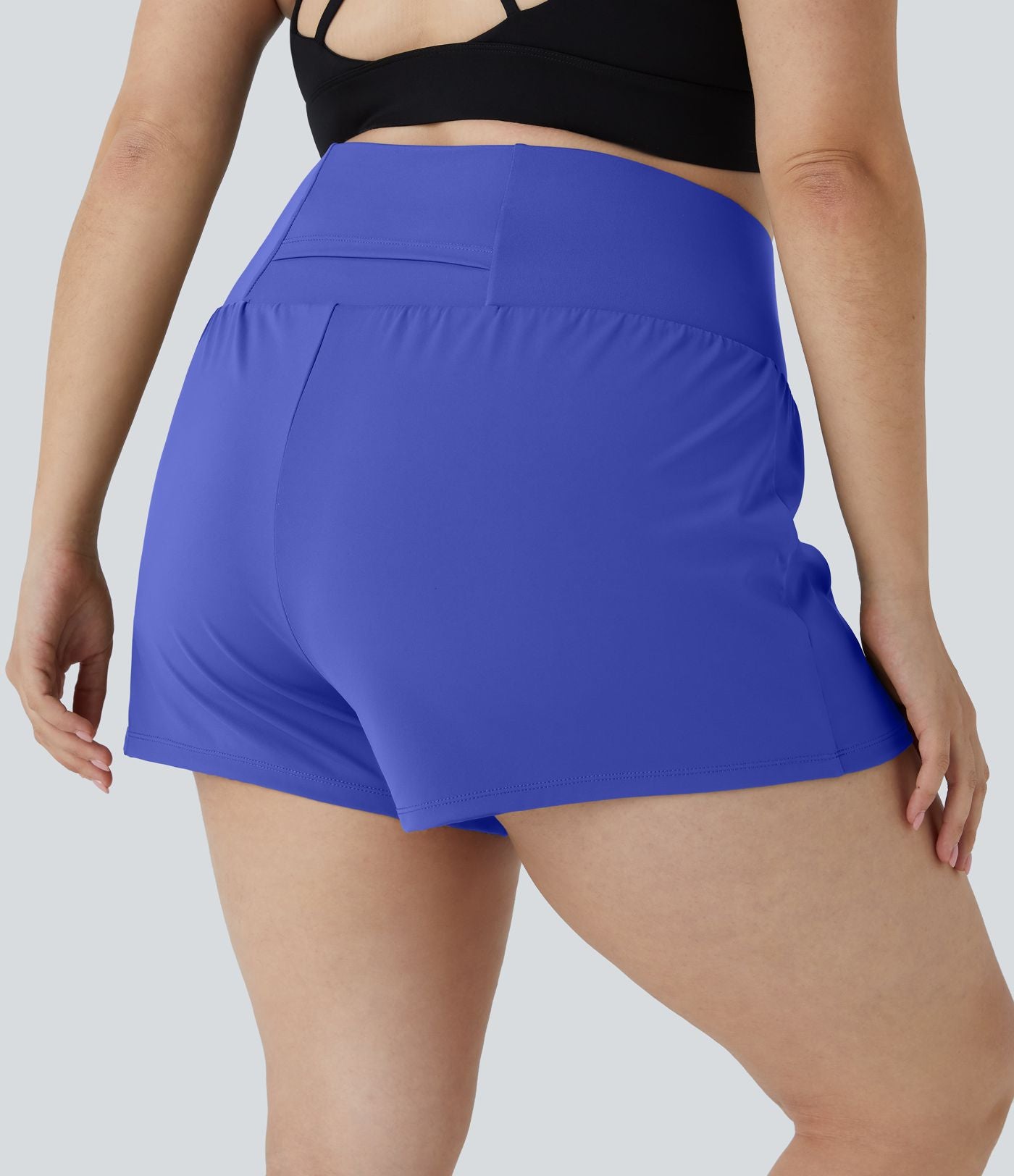 Short 8,8cm Sport Grande Taille 2 en 1 avec Poches Arrière et Poches Latérales Cachées