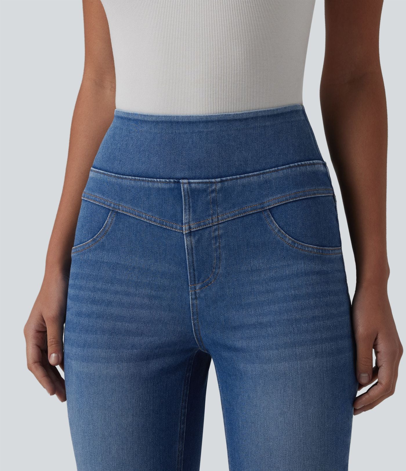 Jean Halara Flex™ taille haute évasé slim décontracté avec poches