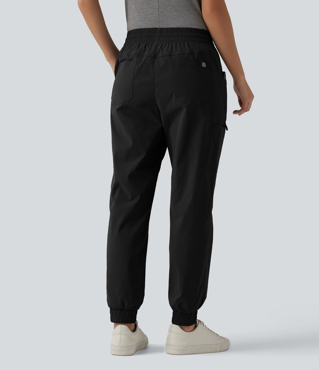 Jogging cargo décontracté taille mi-haute avec cordon de serrage et poches