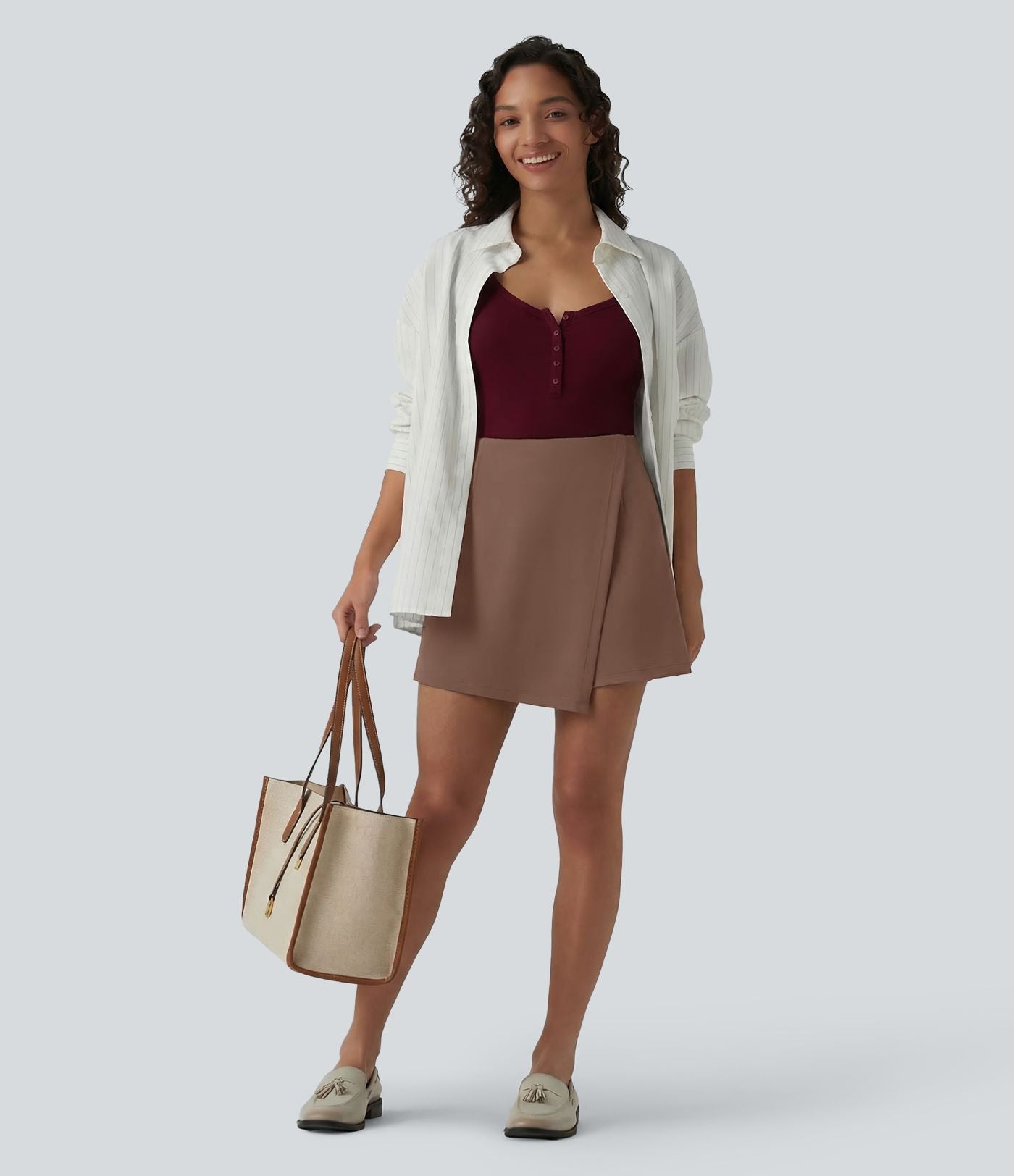Jupe-short mini tailleur taille haute infroissable longueur rallongée