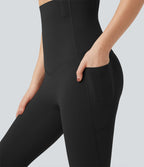Pantalon large fluide décontracté gainant taille haute avec poches