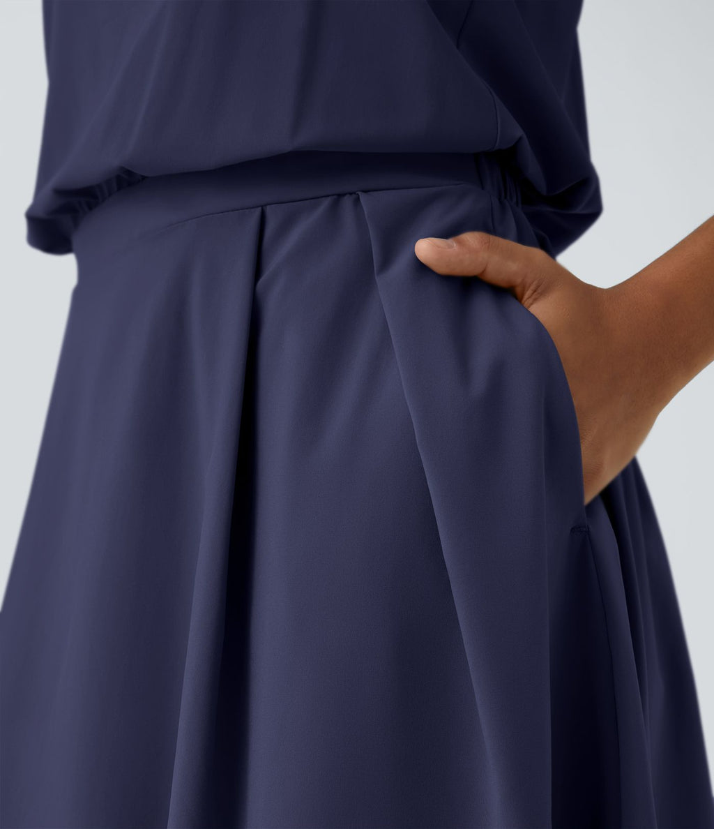 Breezeful™ Robe Casual Plissée à Bretelles Réglables Mini Dos Nu Découpée Poche Latérale Séchage Rapide