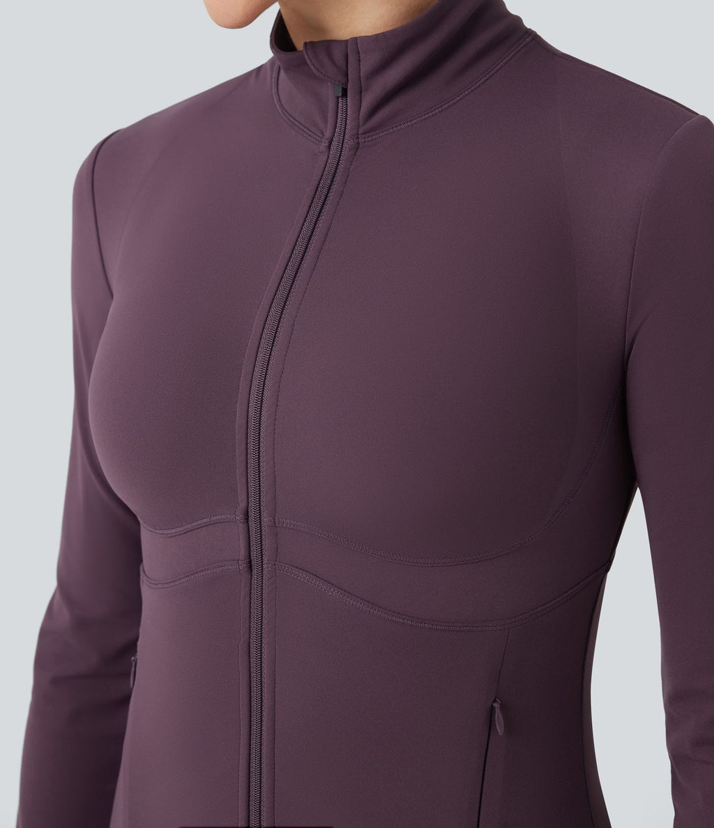 Veste de yoga Halara UltraSculpt™ col montant push-up manches longues à trous pouces avec poches