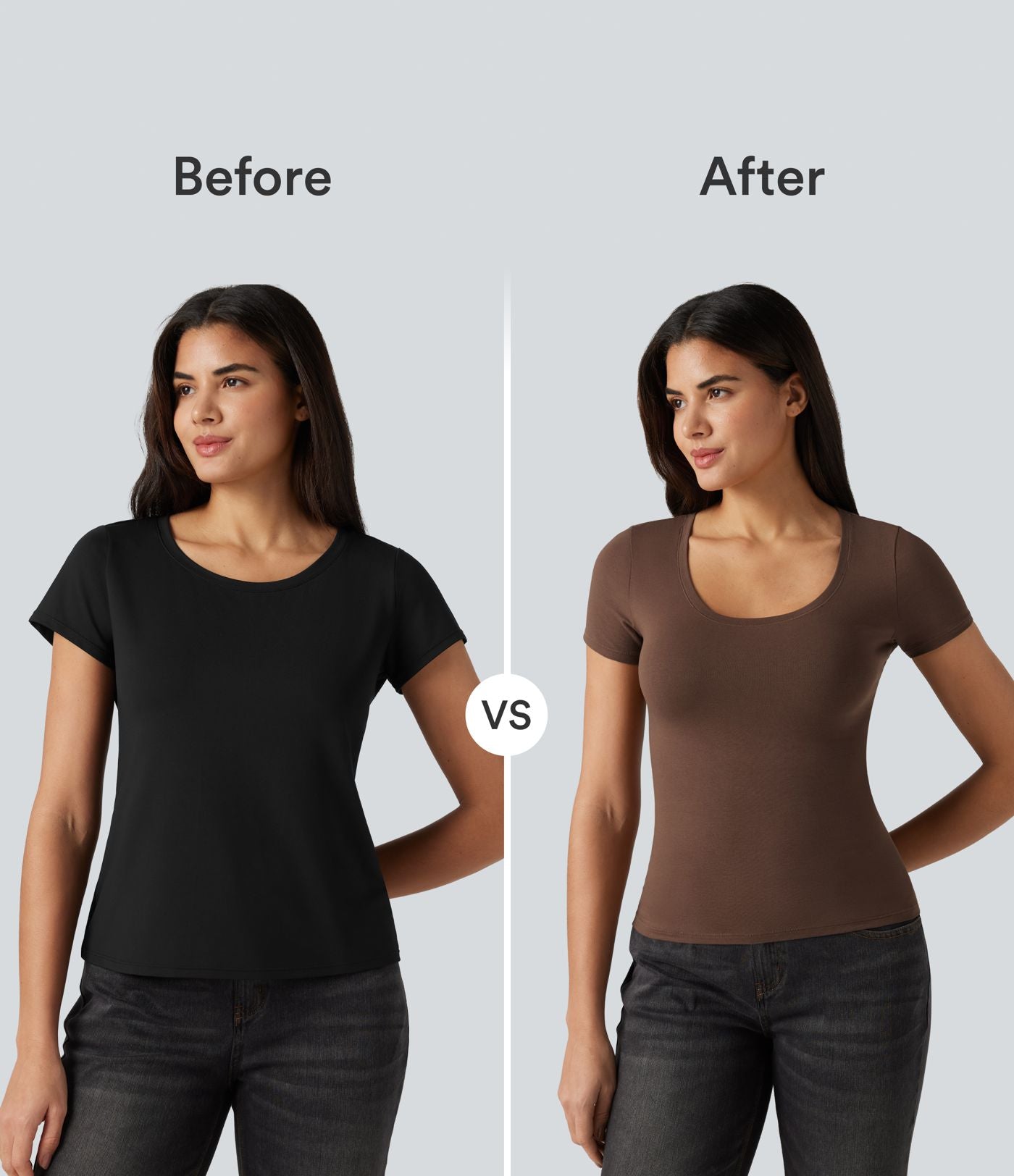 T-shirt Halara décontracté en jersey de coton à manches courtes col dégagé