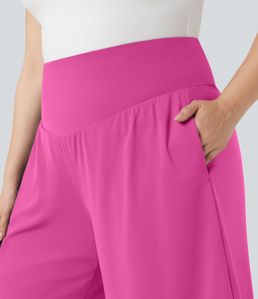 Bermuda de yoga grande taille SoftlyZero™ Airy taille haute effet frais InstantCool avec poches