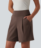 Short tailleur ample DayStretch taille haute 17,5 cm avec poches
