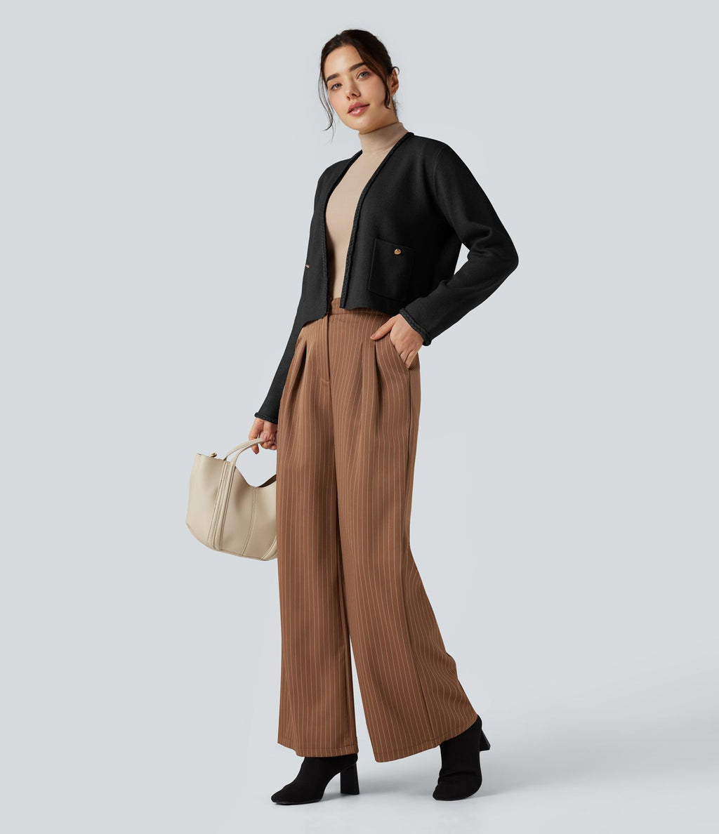 Cardigan tailleur ouvert manches longues avec poches