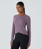 Softlyzero™ Plush Top Sport Yoga Encolure Ronde avec Ourlet Croisé