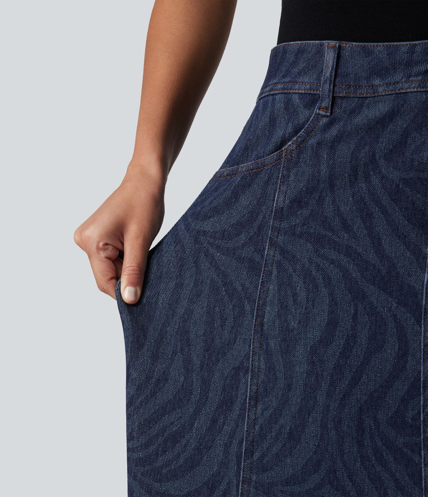 Jupe en jean midi casual Halara Flex™ taille mi-haute avec poches