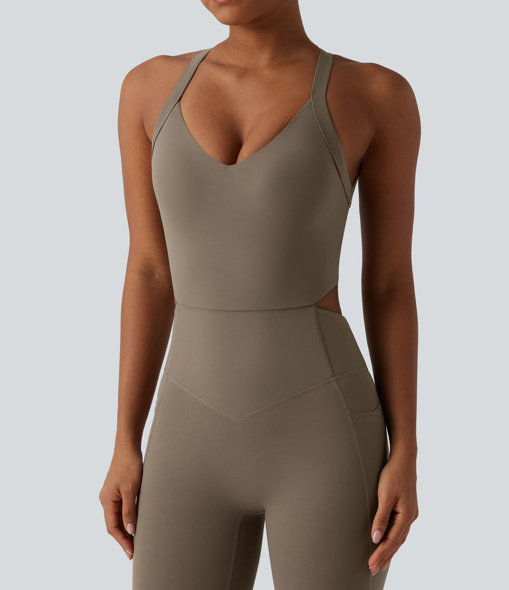 Combinaison bootcut d'entraînement gainante Halara UltraSculpt™ avec poches - Édition Easy Peasy