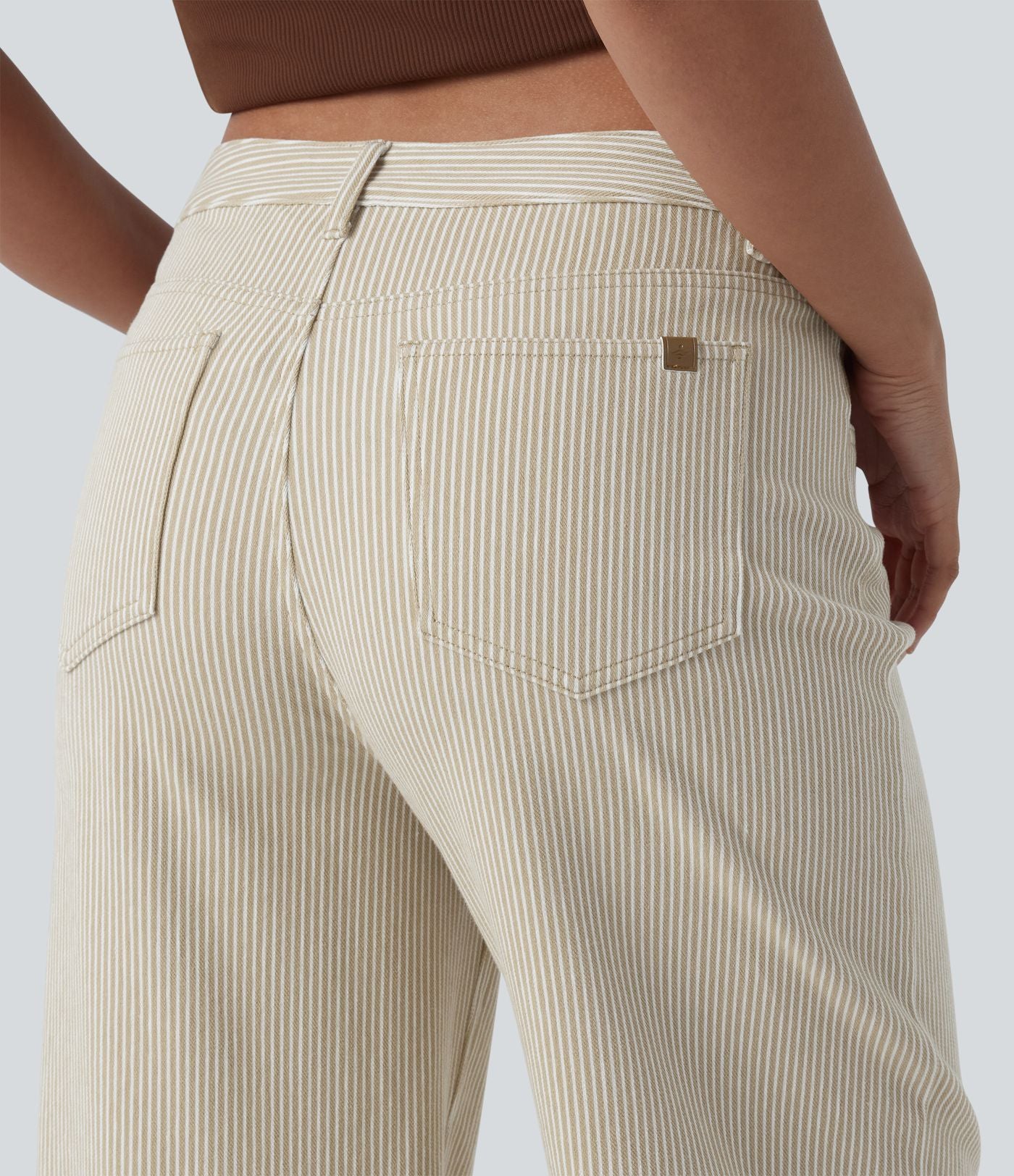 Jean ample Halara Flex™ asymétrique casual à rayures taille mi-haute avec poches