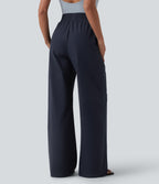 Pantalon casual large ample taille haute avec poches