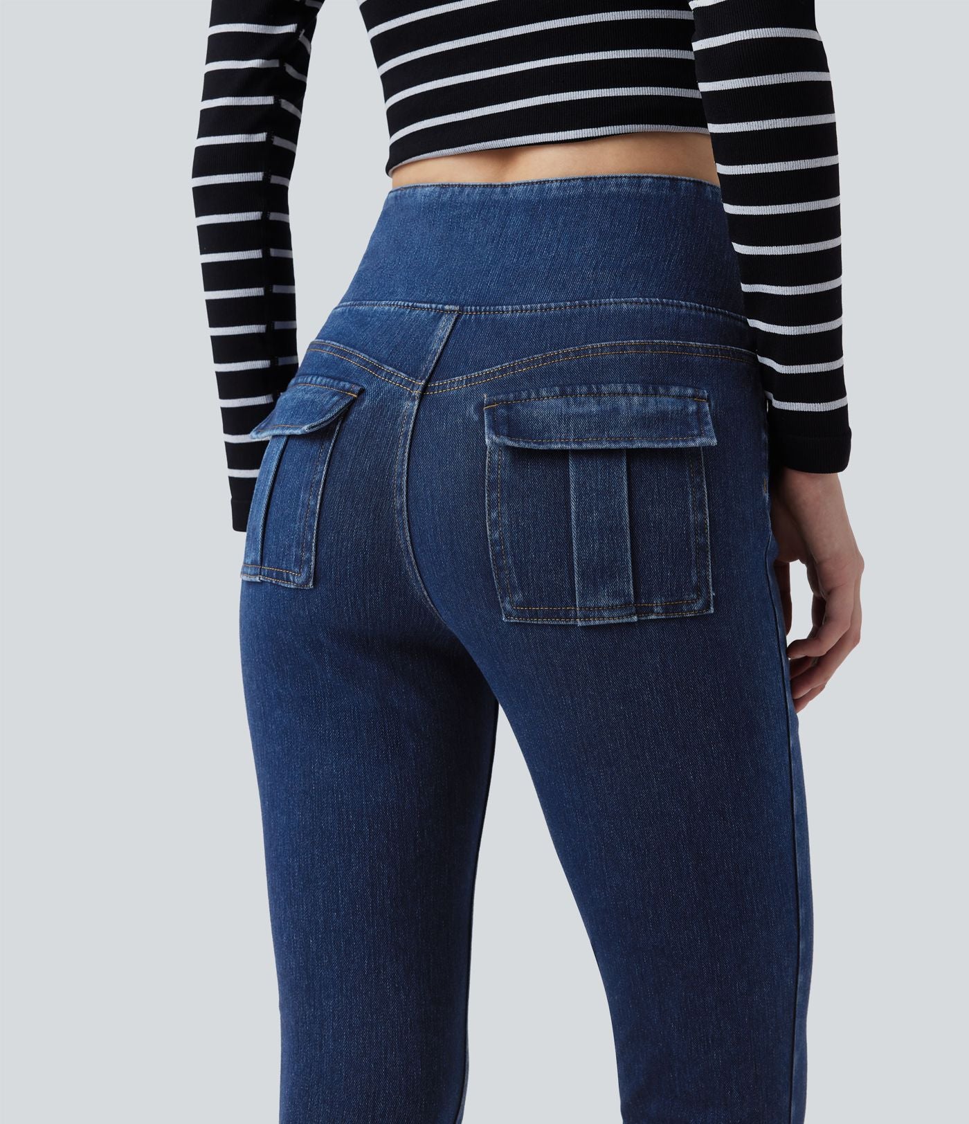 Legging décontracté gainant taille haute effet denim avec poches Halara Flex™
