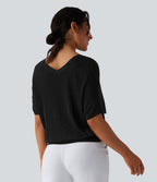 Pull de travail col V manches courtes