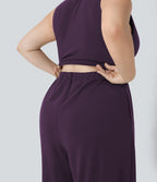 Combinaison grande taille col V sans manches avec poches - Édition Easy Peasy