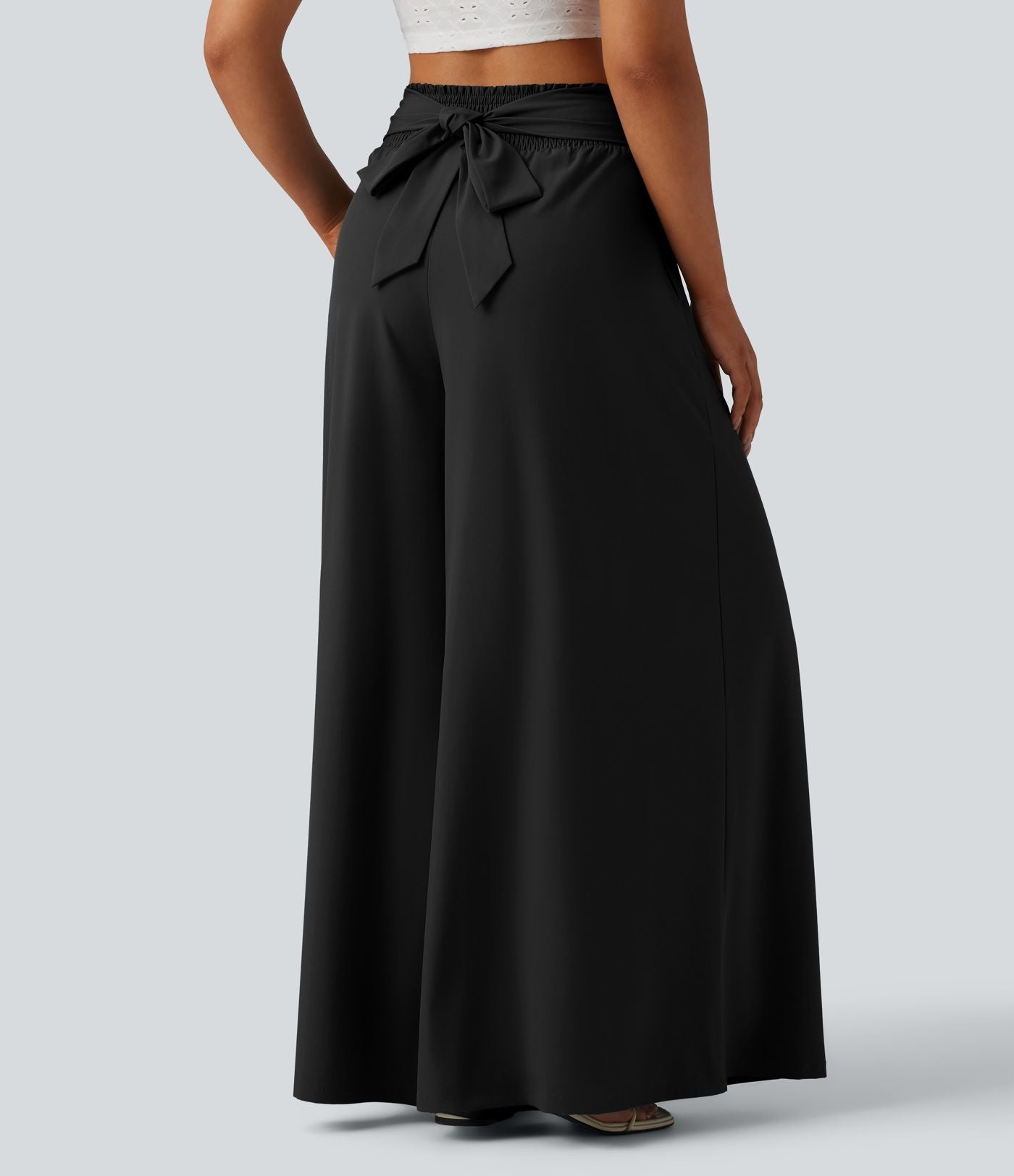 Pantalon fluide Breezeful™ taille haute à séchage rapide avec fronces, nœud devant et poches