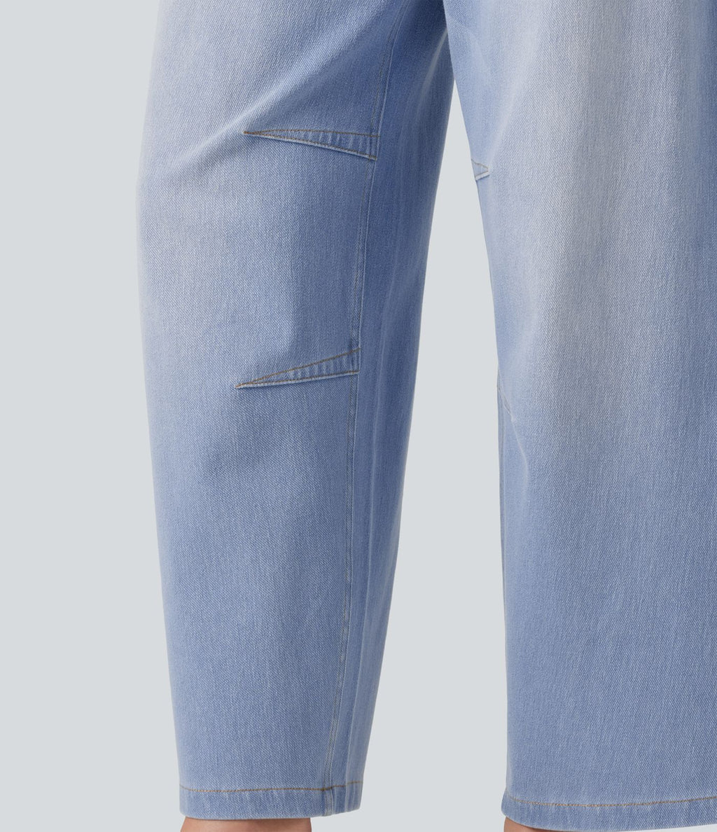Jean Barrel 7/8 décontracté taille mi-haute avec poches Halara Flex™