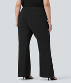 Pantalon tailleur évasé grande taille taille haute Halara Flex™ DayStretch avec poches zippées latérales