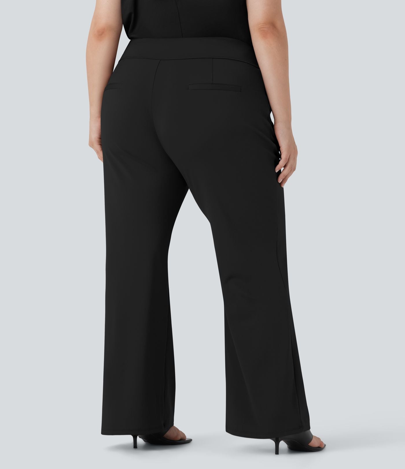 Pantalon tailleur évasé grande taille taille haute Halara Flex™ DayStretch avec poches zippées latérales