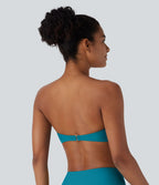 Haut de maillot de bain bikini dos nu à bretelles amovibles et ajustables avec col licou
